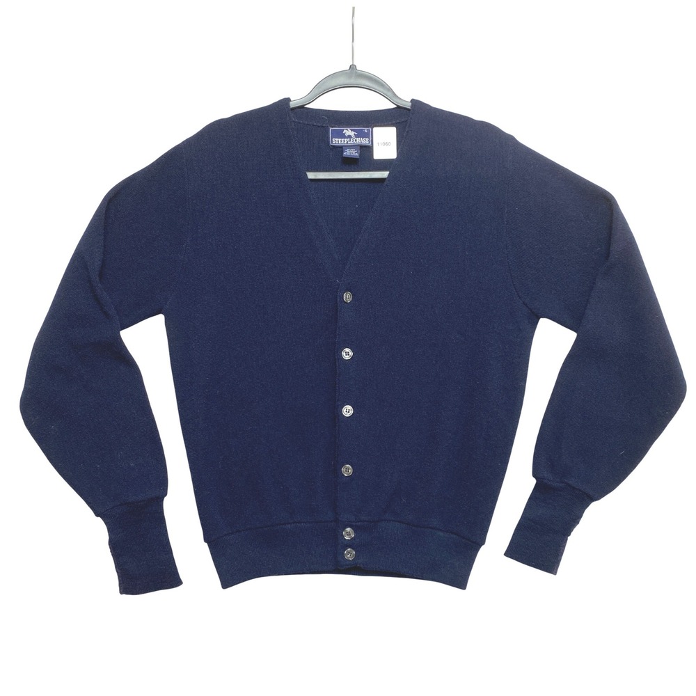 Steeplechase Cardigan Sweater Mens Small Mens Navy V-Neck Button USA Made